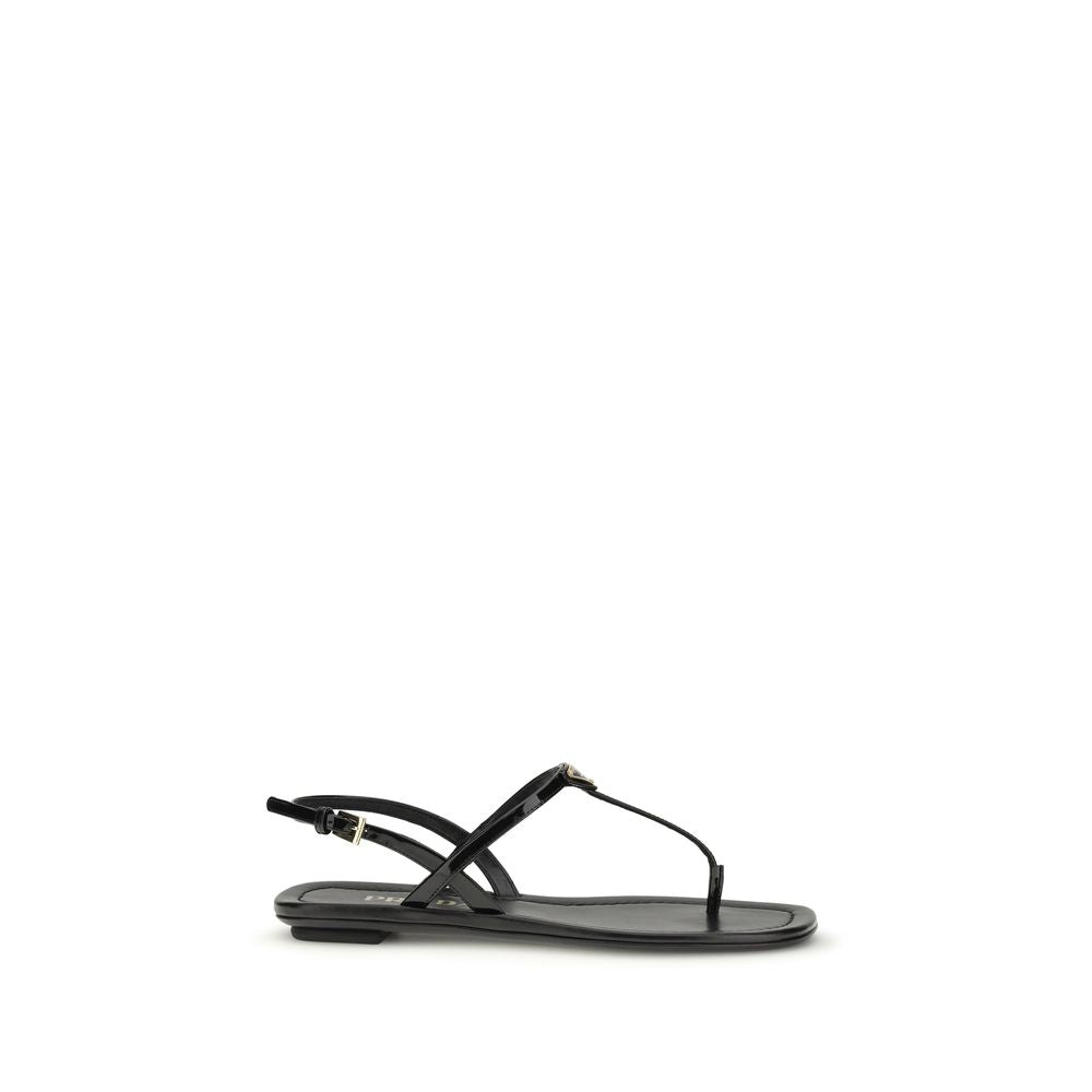 Black Calf Leather Bos Taurus Flip-Flop Sandals