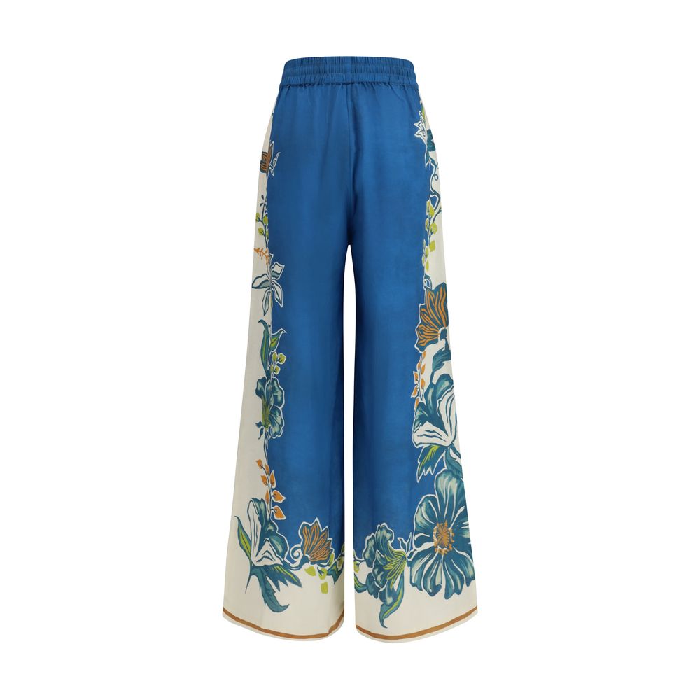 Blue Linen Casual Pants