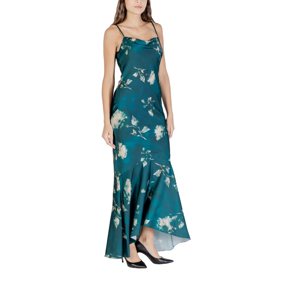 Bicolor Polyester Long Dress