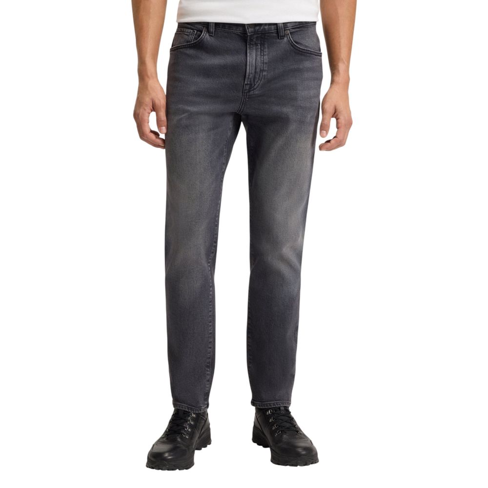 Gray Cotton Relaxed Fit Jeans