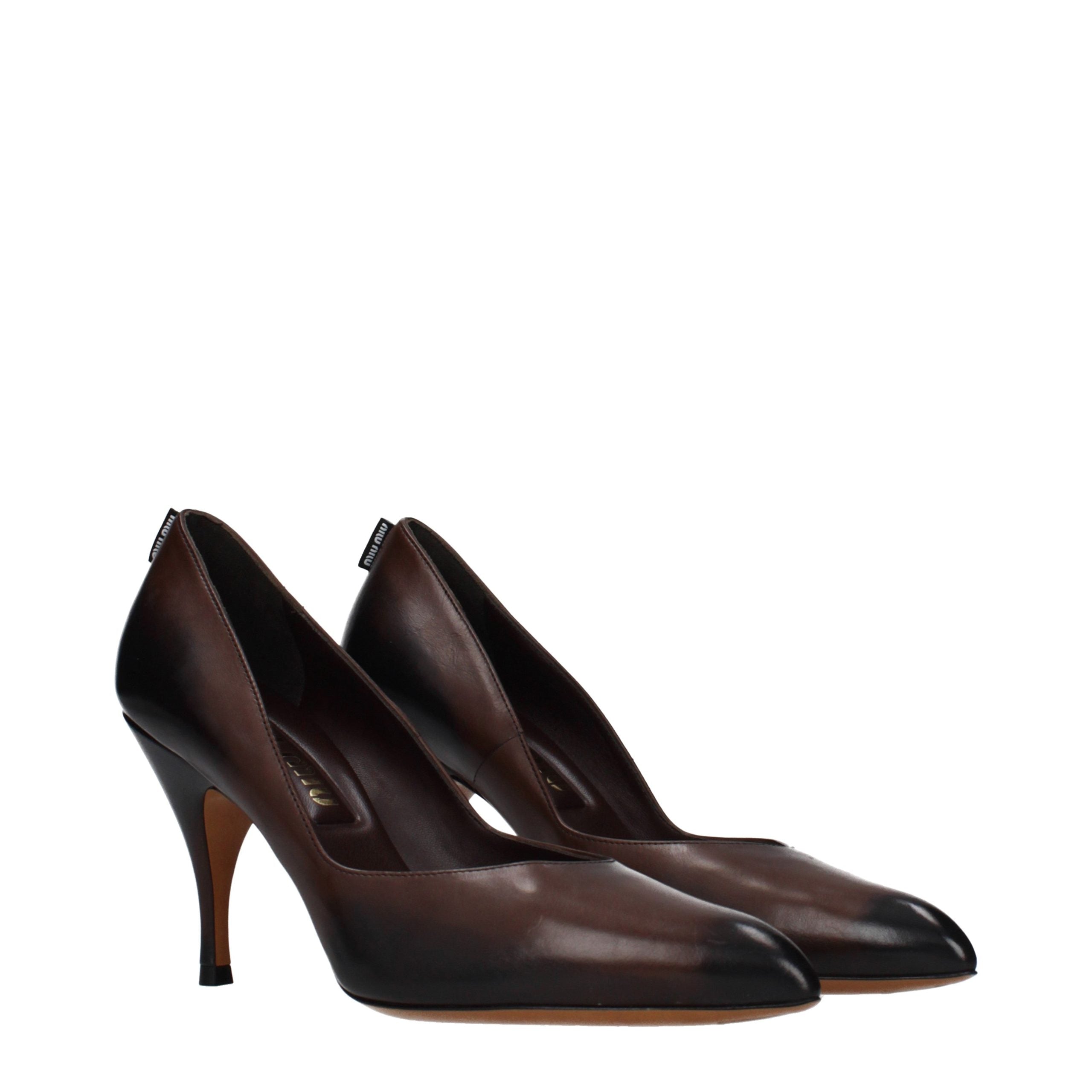 Brown Leather High Heel Pumps