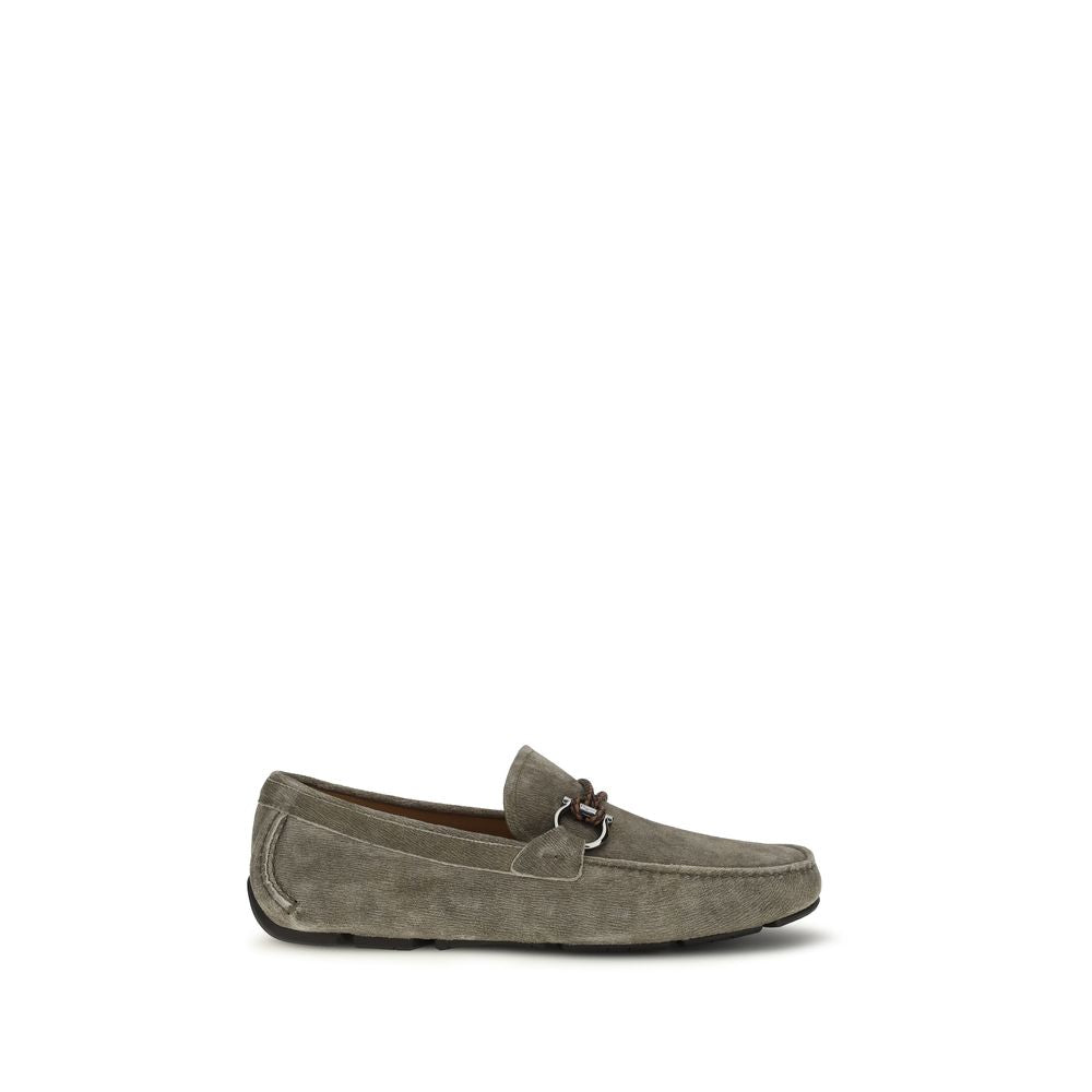 Gray Calf Leather Bos Taurus Slip-On Loafers