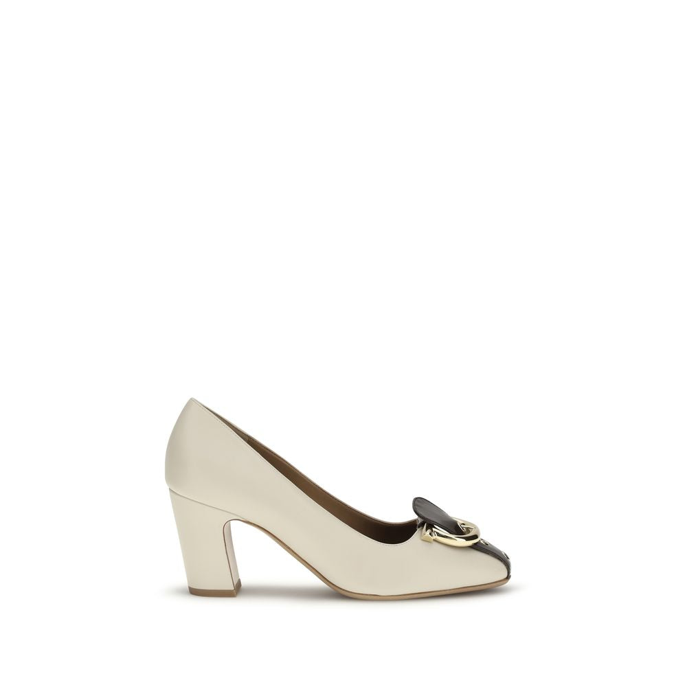 Beige Calf Leather Bos Taurus High Heel Pumps