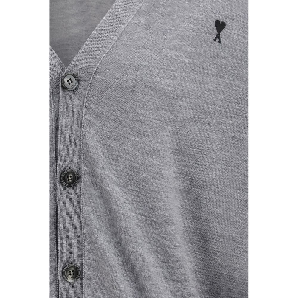 Gray Merino Wool Cardigan