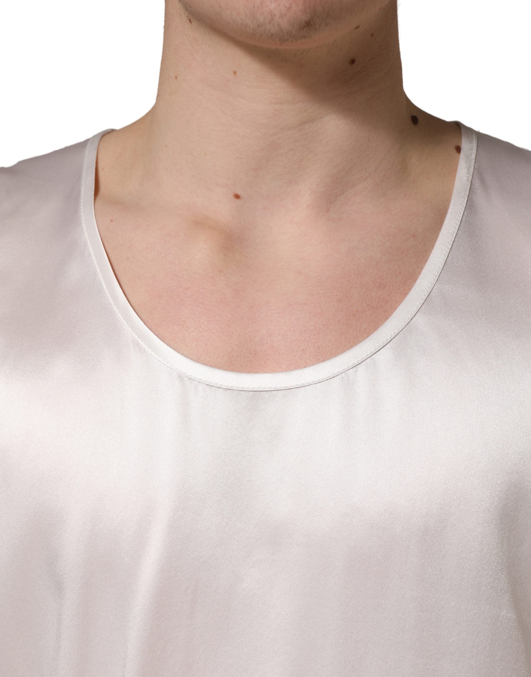 White Satin Polyester SleevelessTank T-shirt