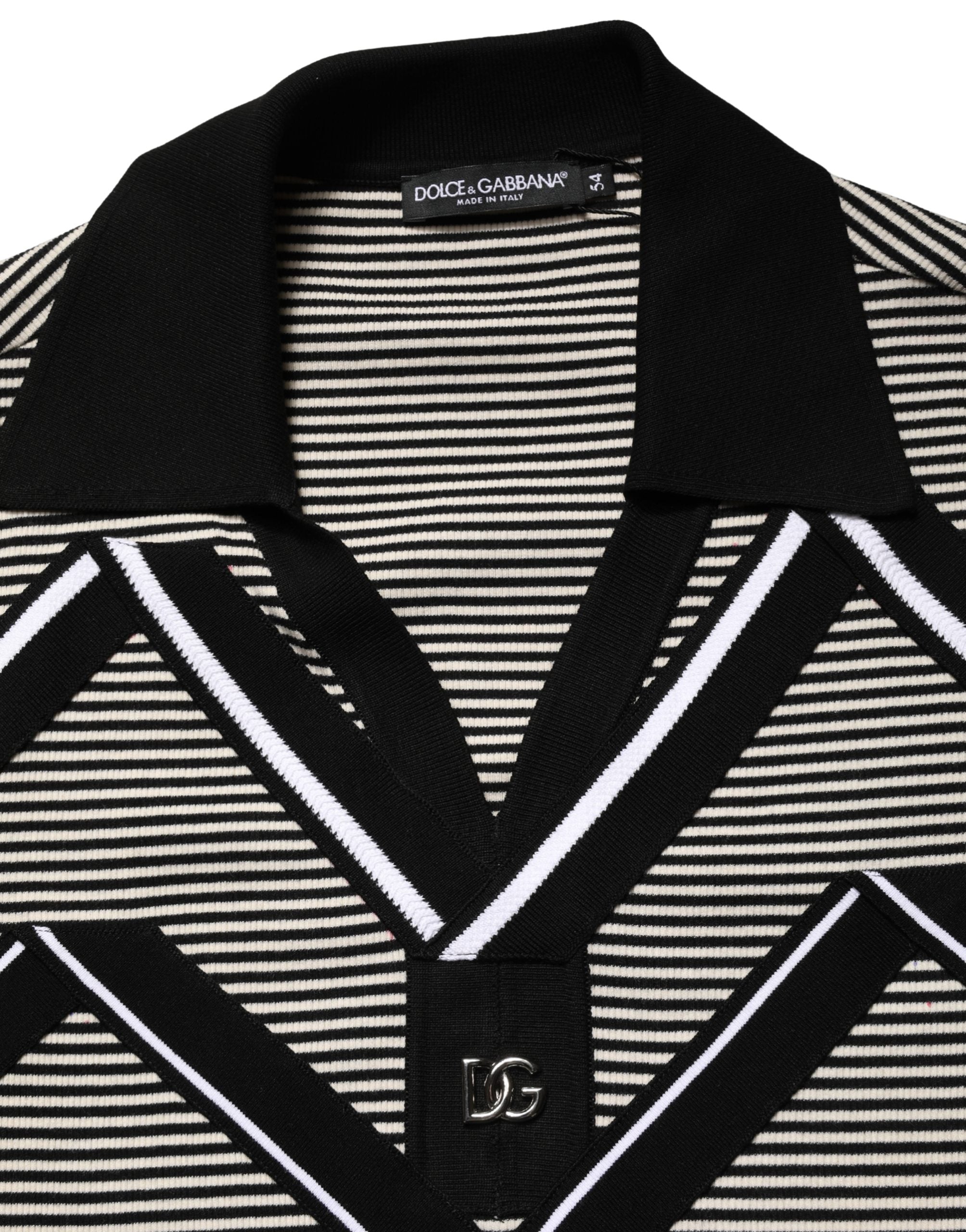 Black White Zigzag Pattern Cotton Men Polo  T-shirt