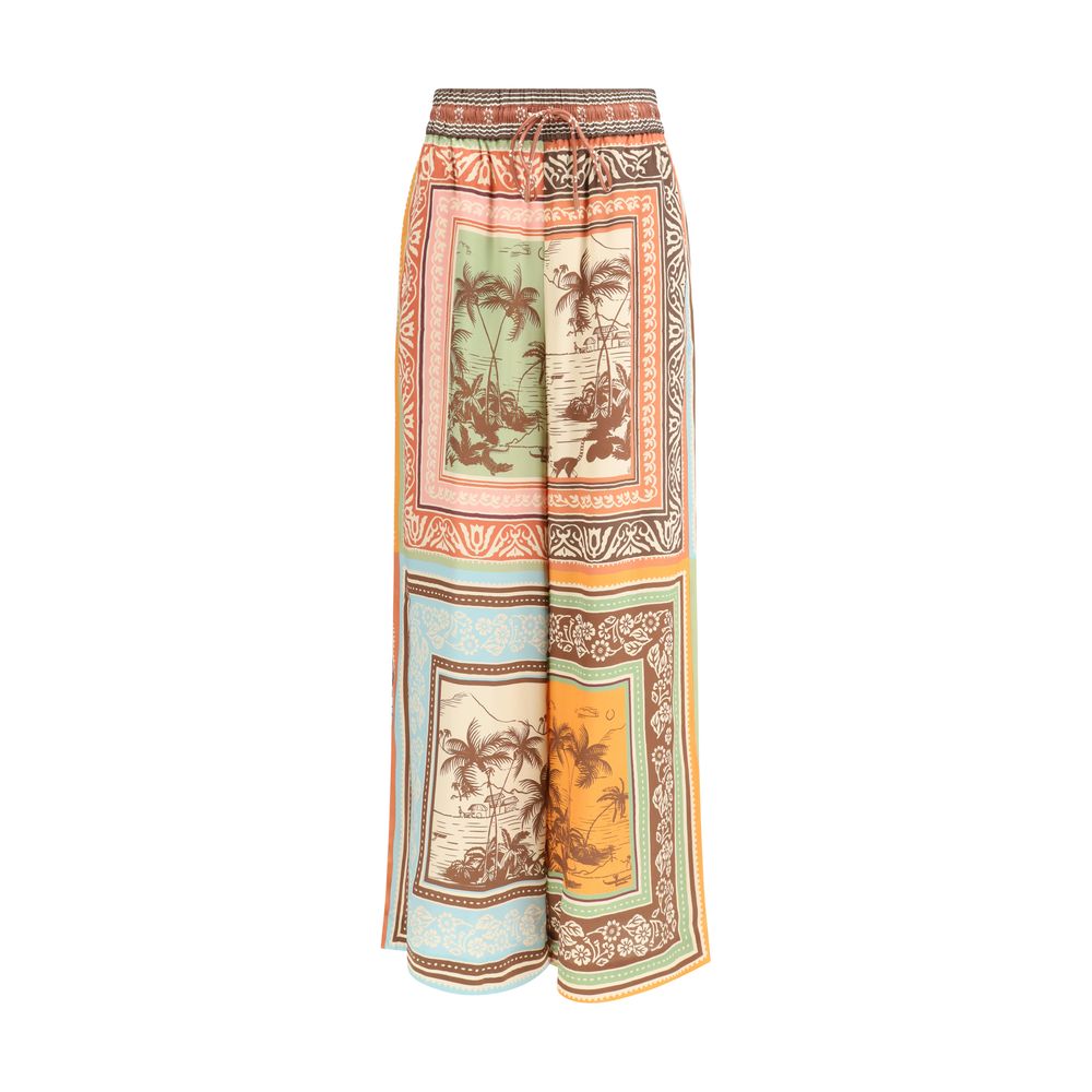 Multicolor Silk Casual Pants