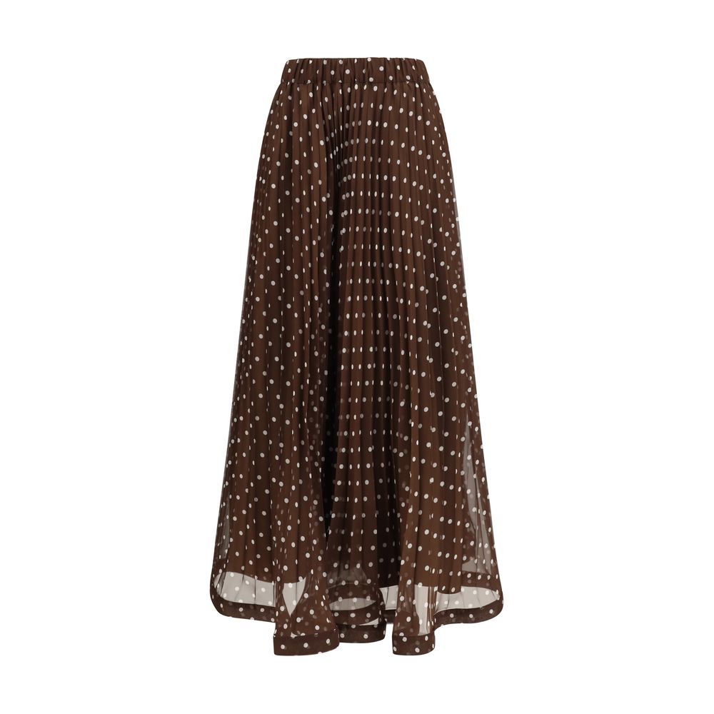 Brown Polyester Long Skirt