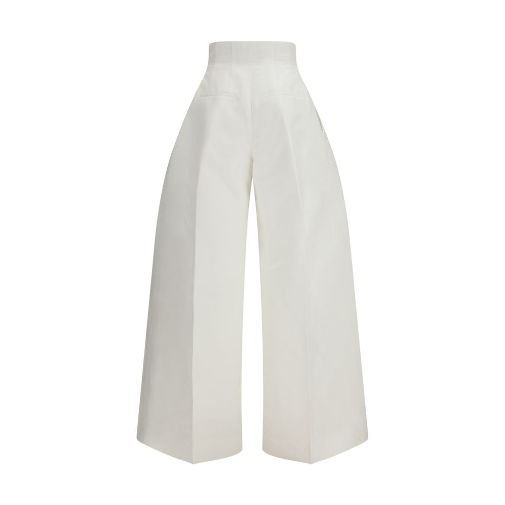 White Cotton Cropped Pants