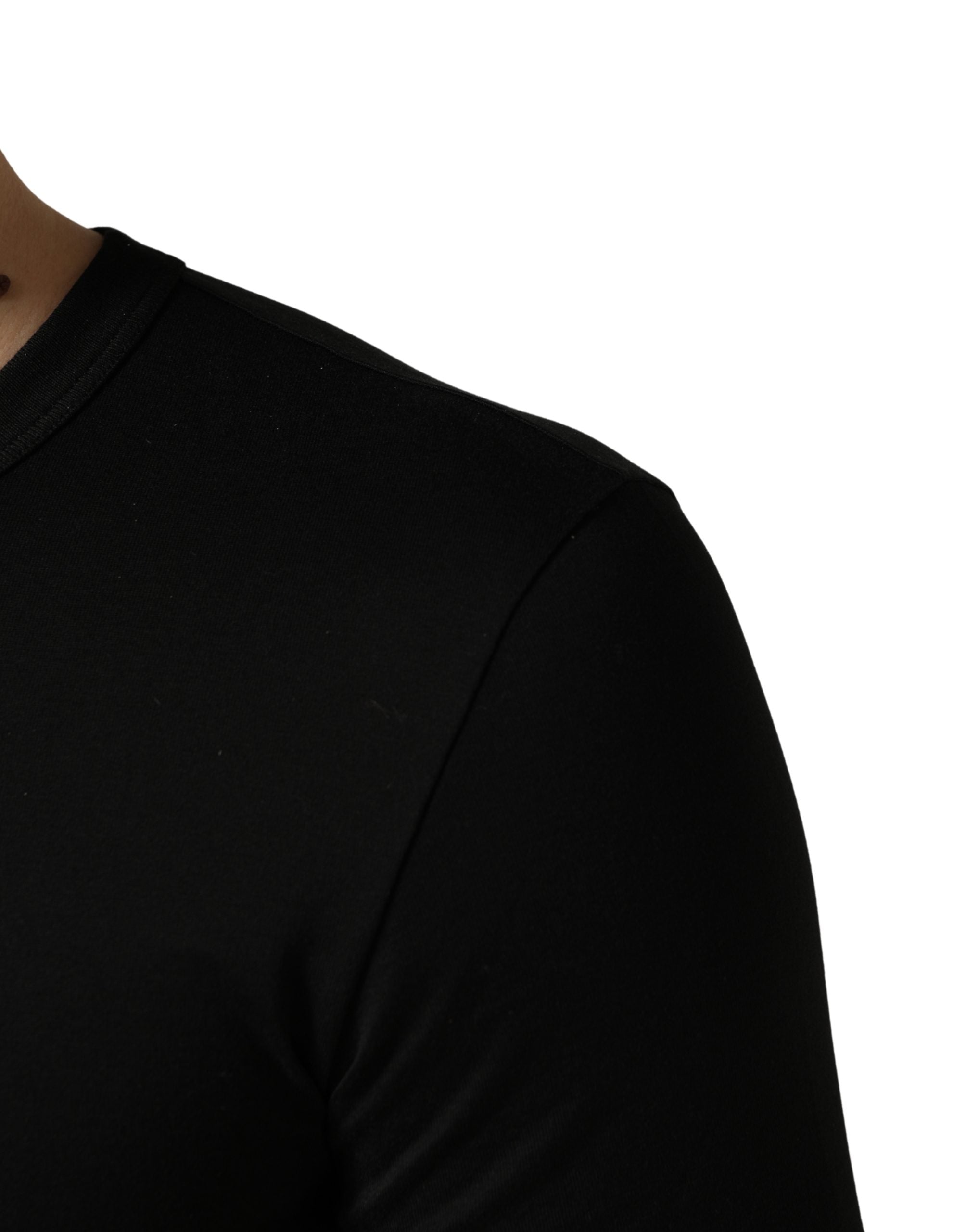 Black Crown Embroidery Men Crew Neck  T-shirt