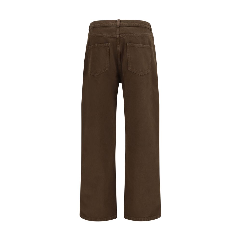 Brown Cotton Straight-Leg Jeans