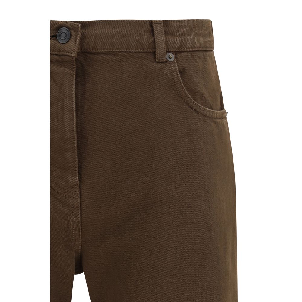 Brown Cotton Straight-Leg Jeans