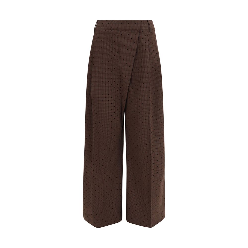 Brown Elastane Casual Pants