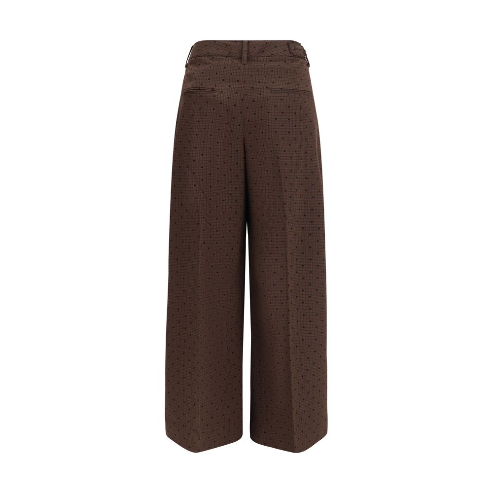 Brown Elastane Casual Pants