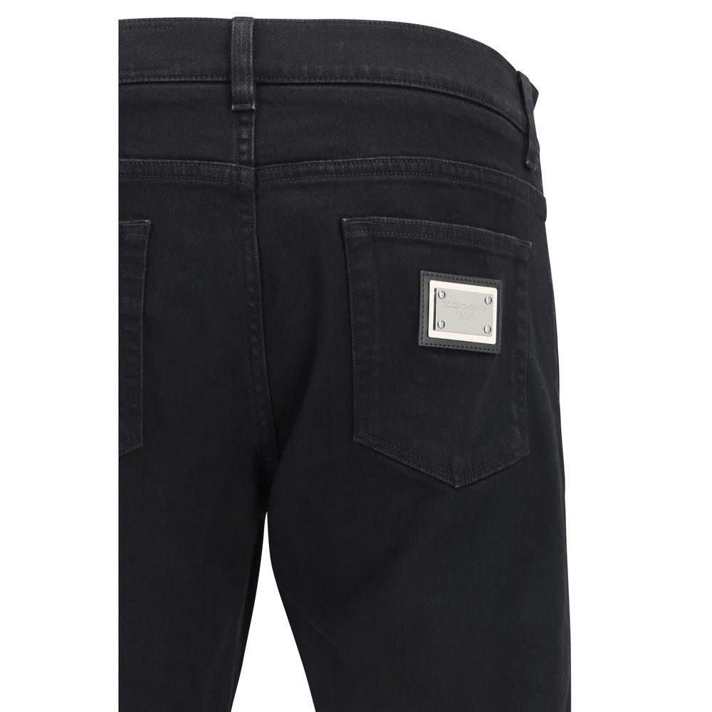 Black Cotton Slim Fit Jeans