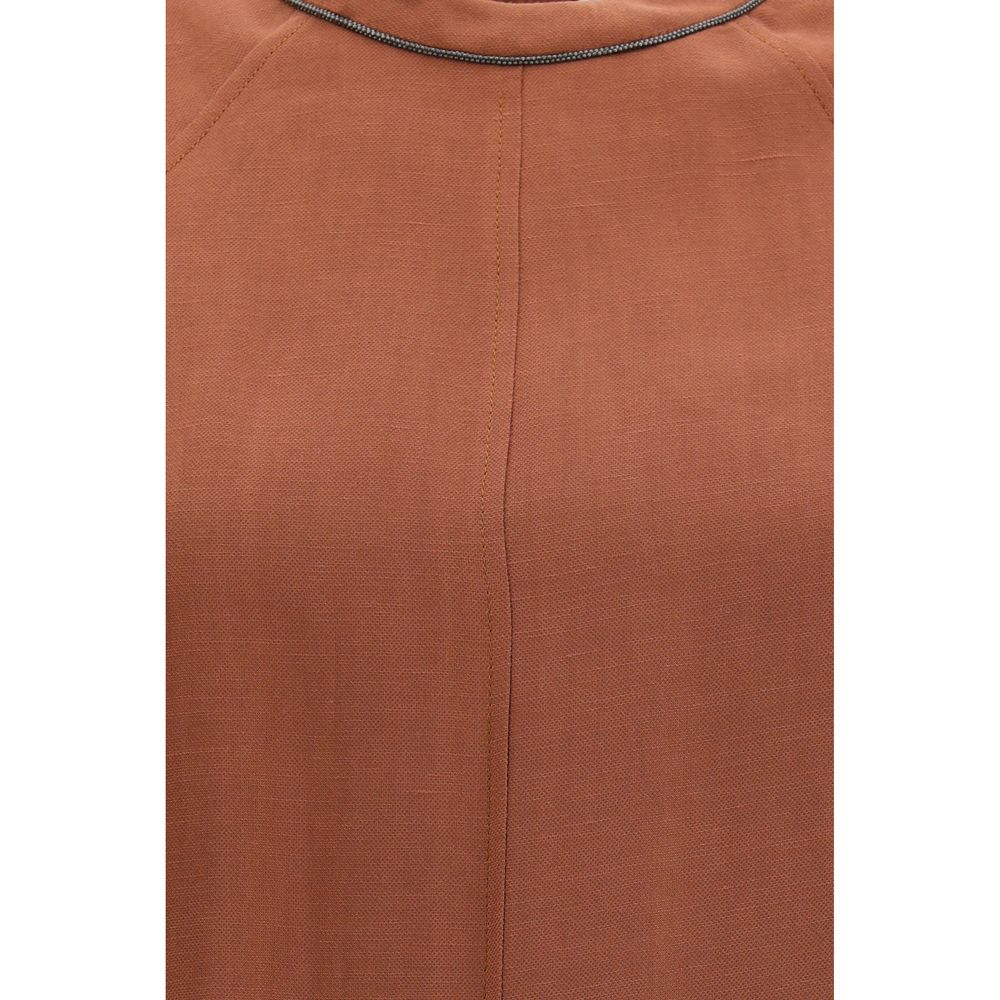 Brown Viscose Casual Dress