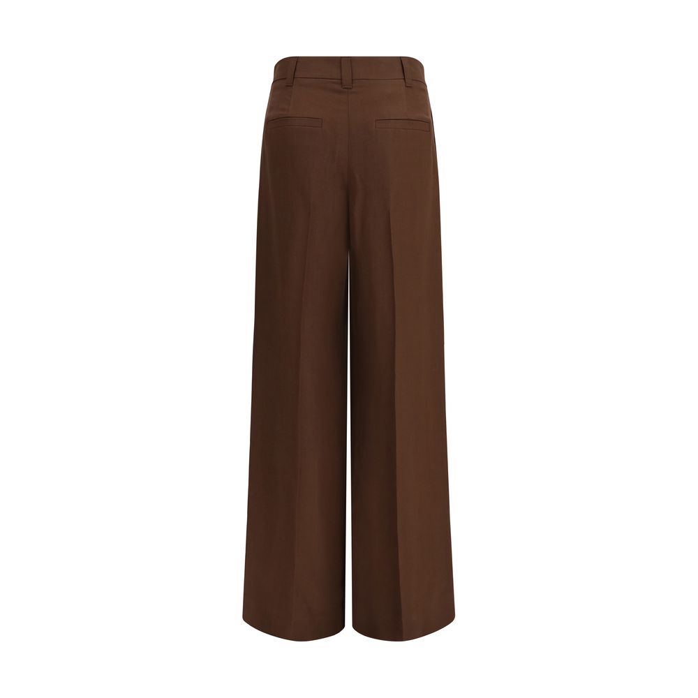 Brown Viscose Casual Pants