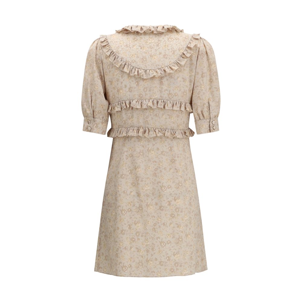 Beige Silk Casual Dress