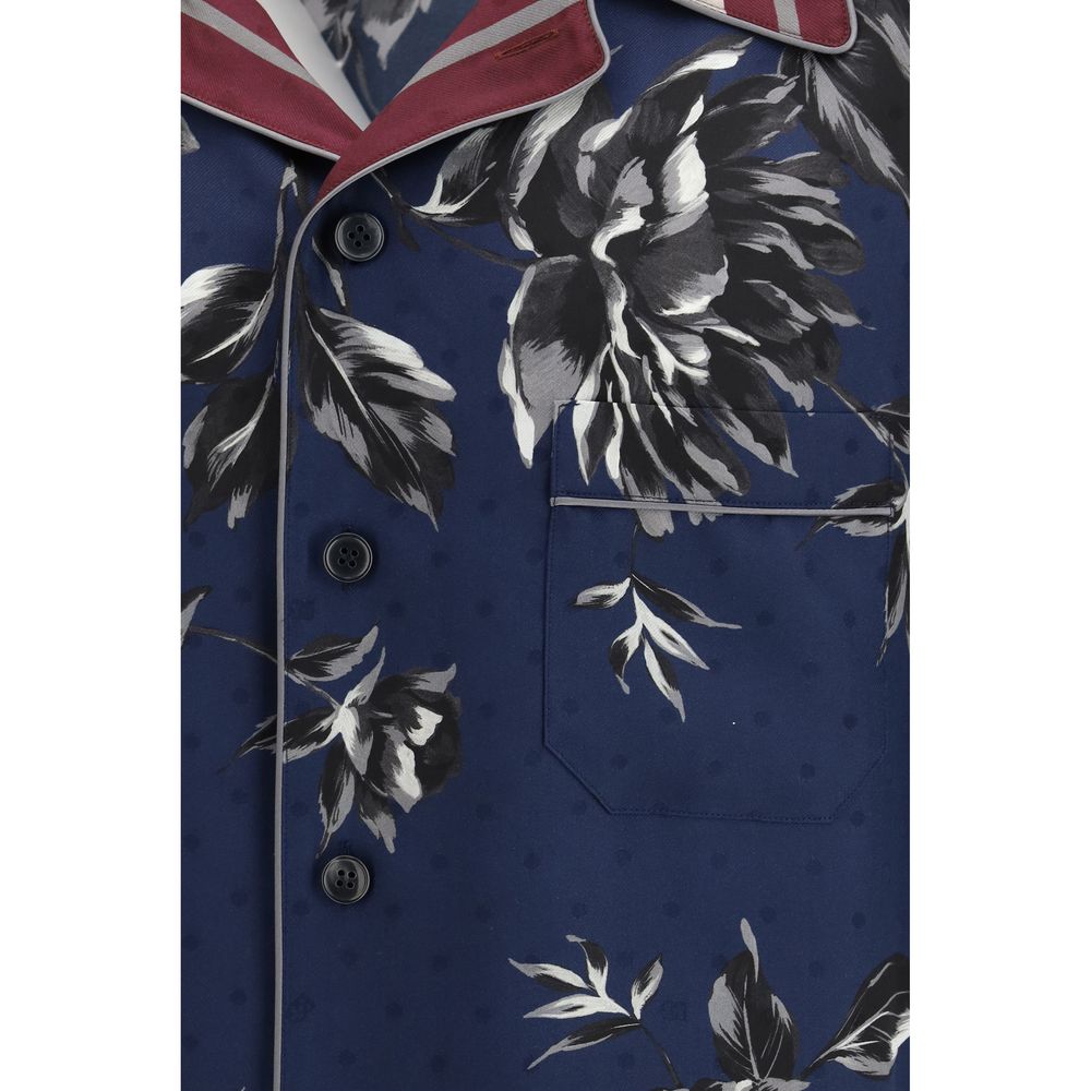 Blue Silk Pattern Shirt