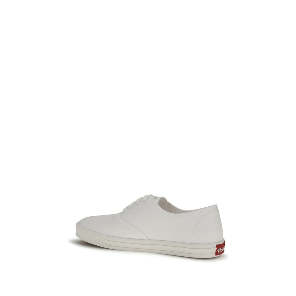 White Cotton Low Top Sneakers