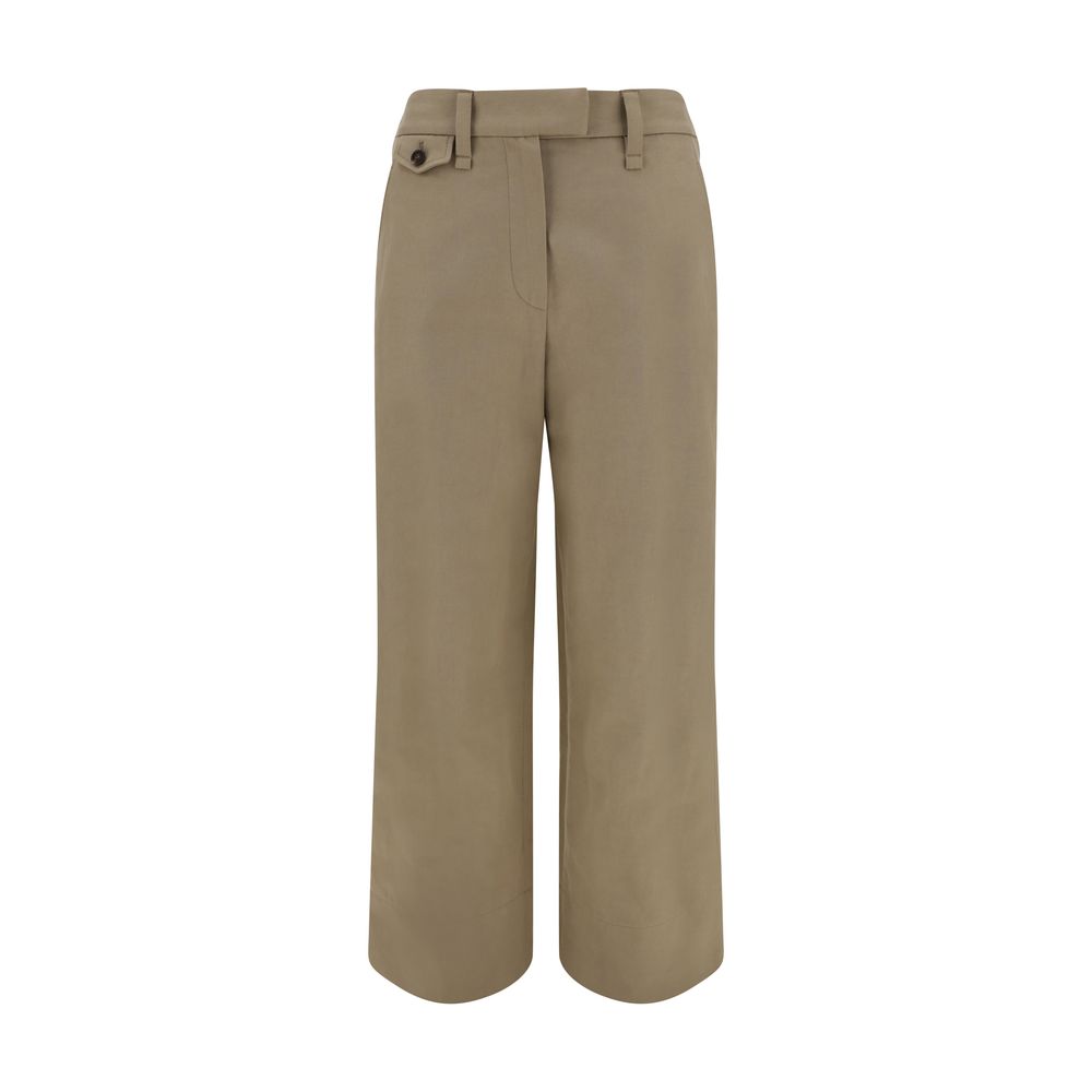 Beige Cotton Casual Pants