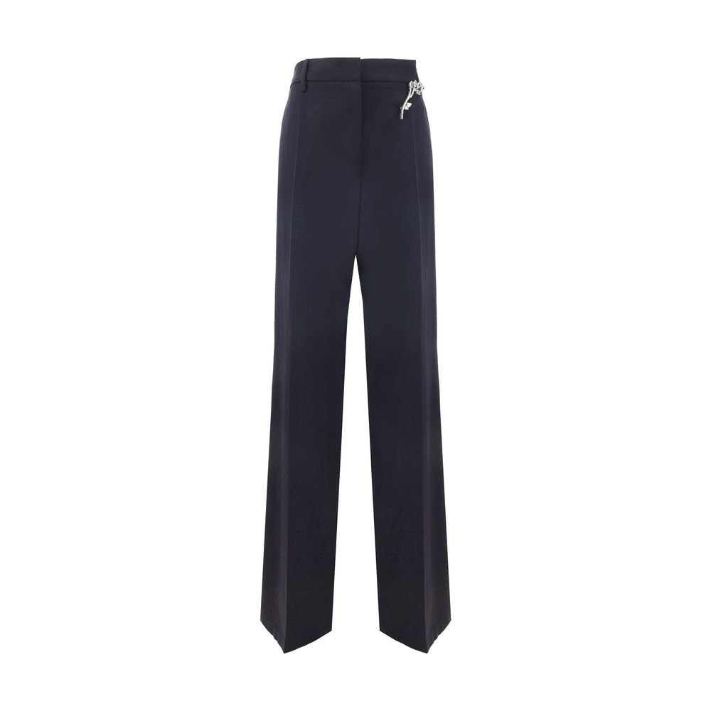 Blue Wool Casual Pants