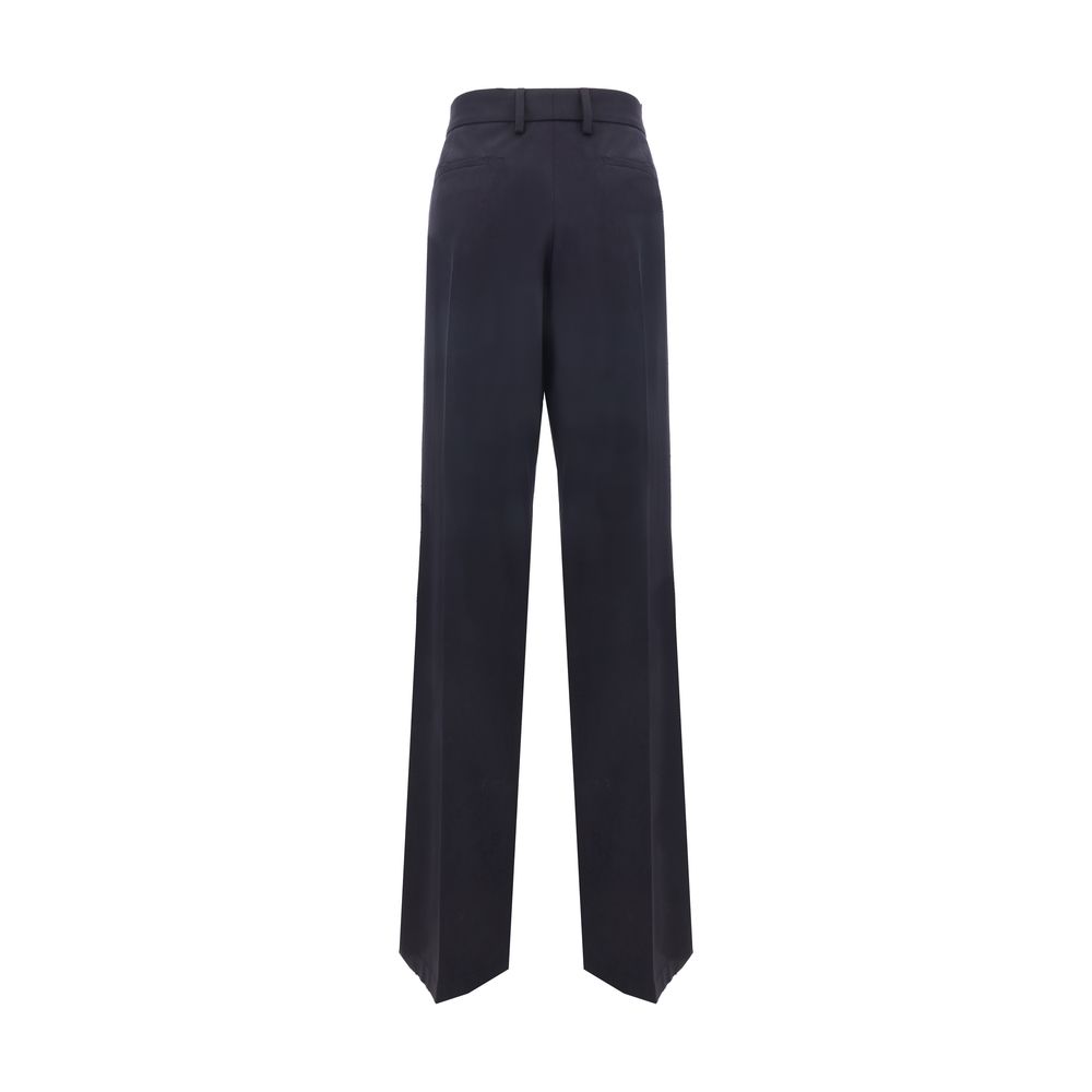 Blue Wool Casual Pants