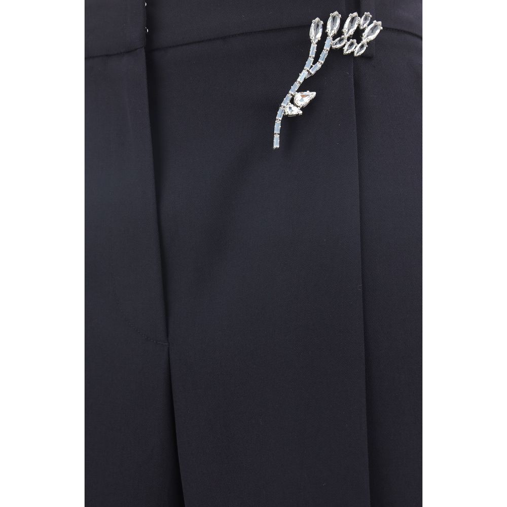 Blue Wool Casual Pants