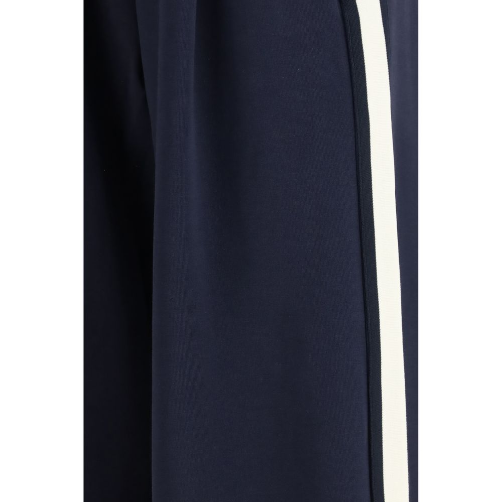 Blue Cotton Casual Pants