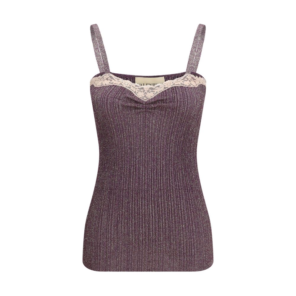Purple Viscose Sleeveles T-Shirt
