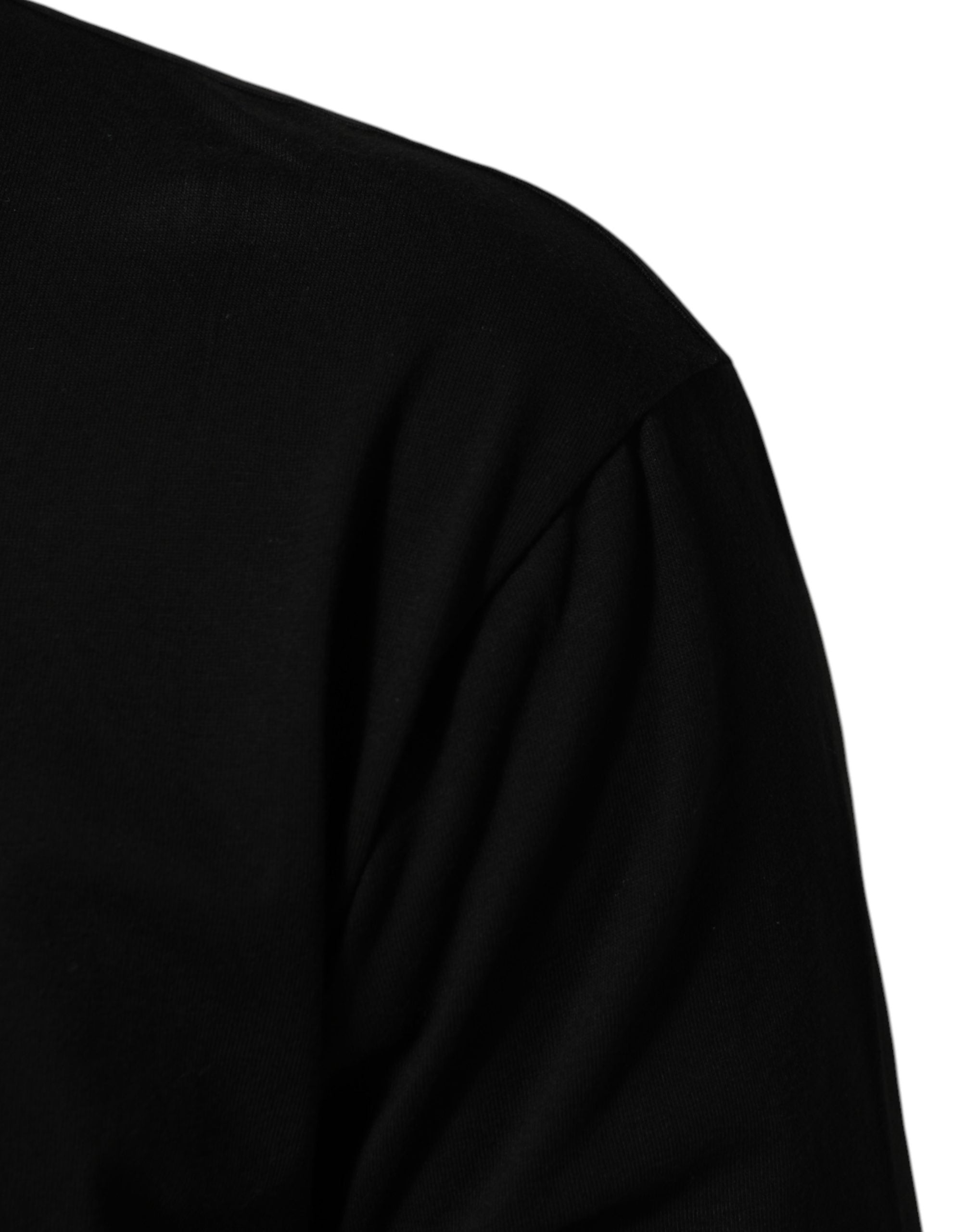 Black Statement Cotton Crew Neck Men T-shirt