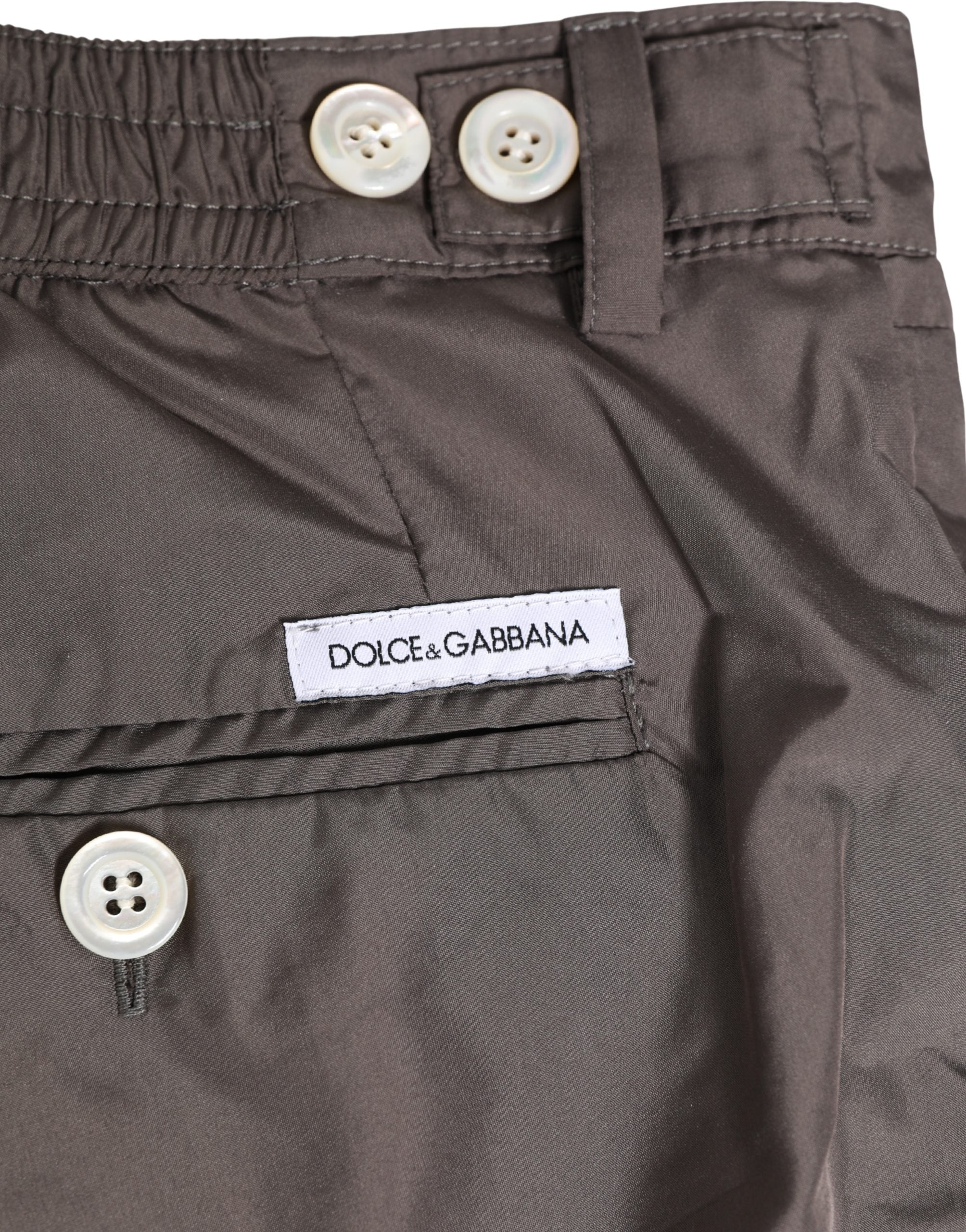 Brown Nylon Stretch Men Swim Shorts Swimwear