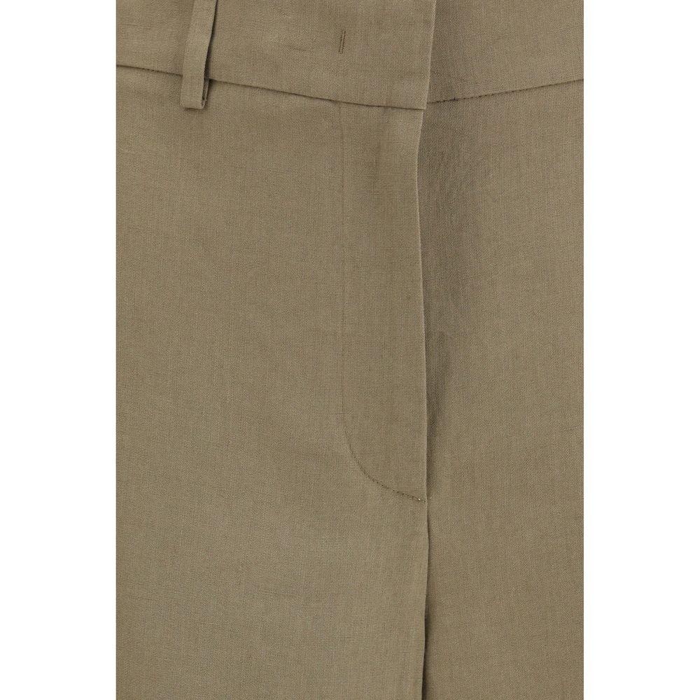 Beige Linen Casual Pants
