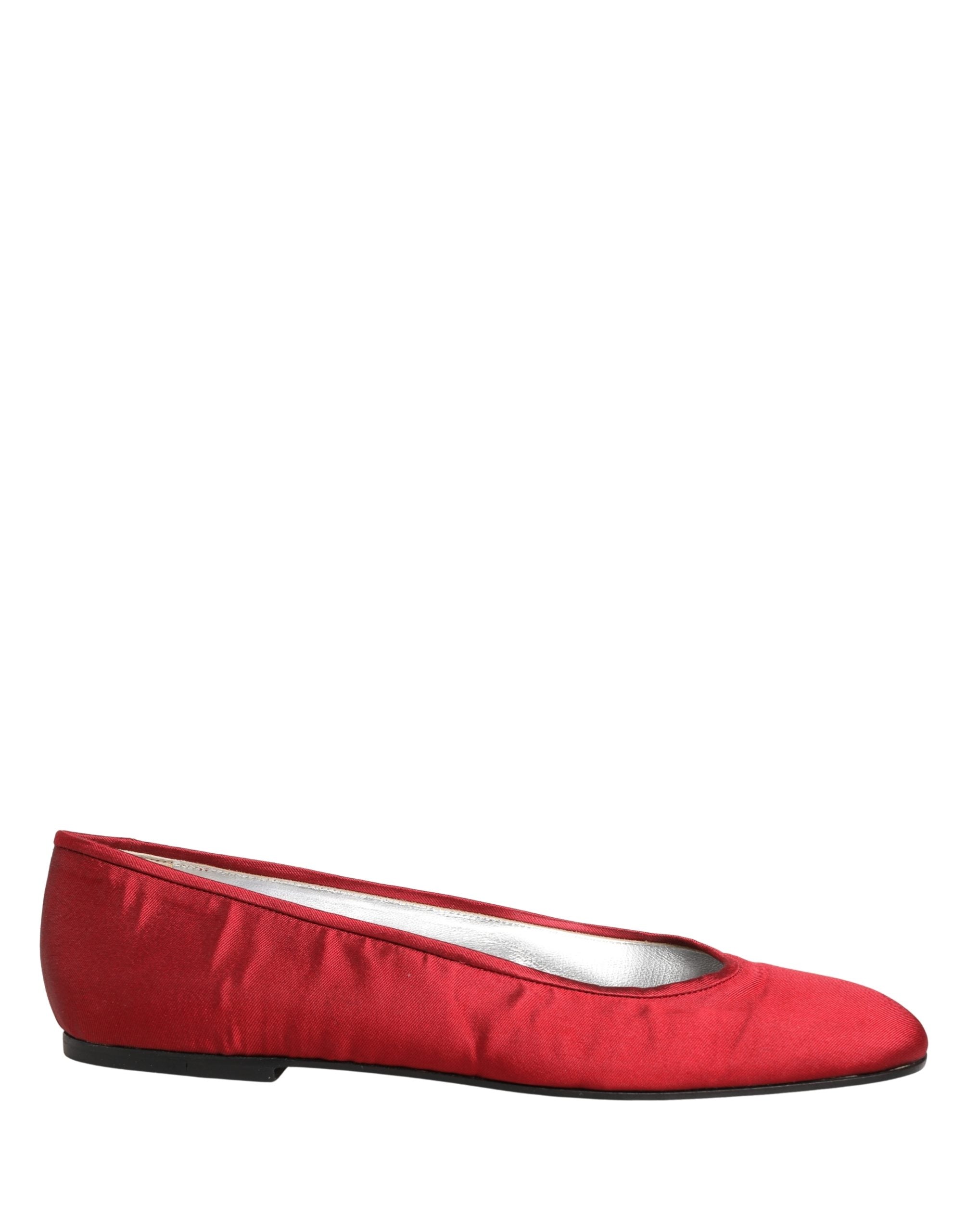 Red Satin Fabric Ballet Slip On Flats Shoes