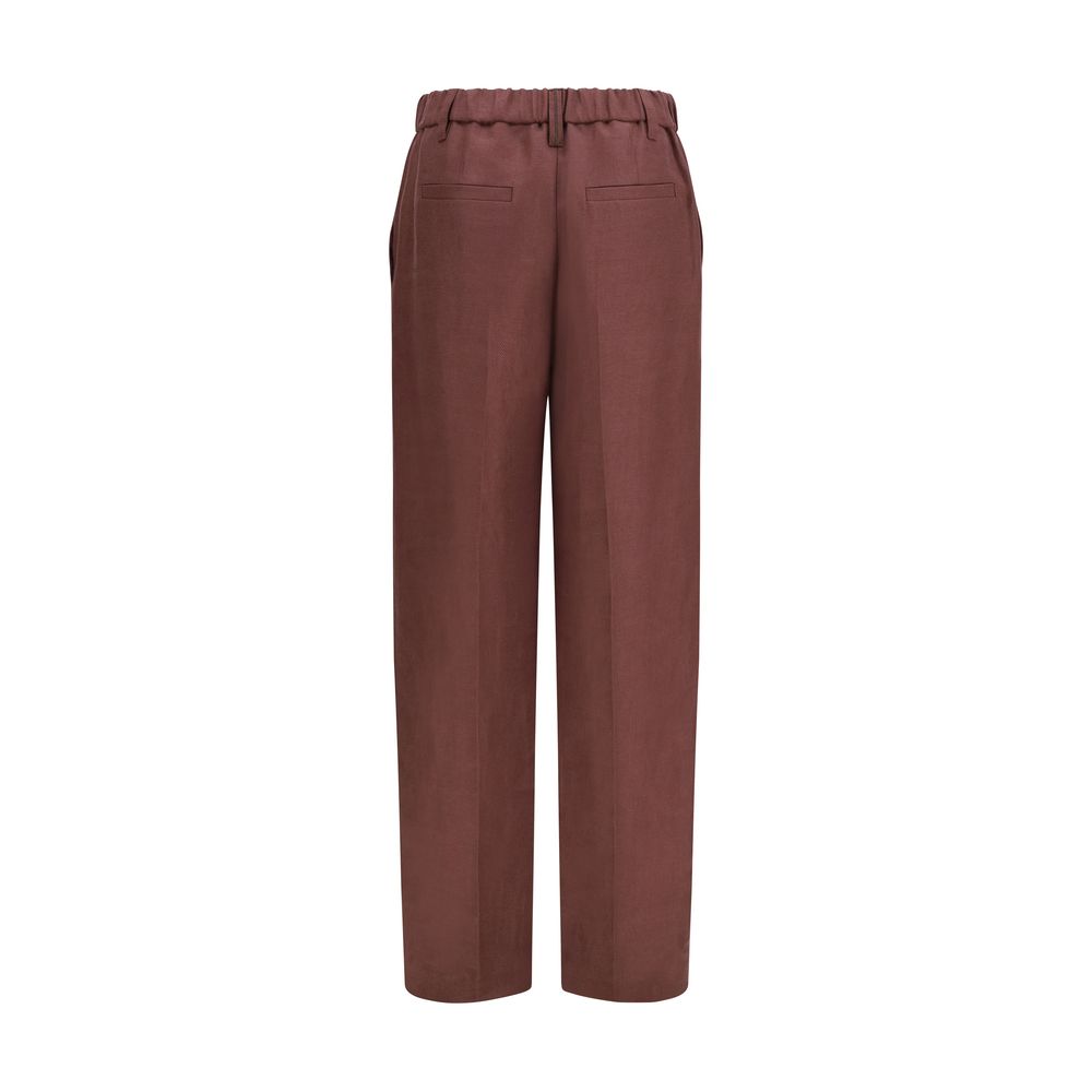 Brown Linen Casual Pants