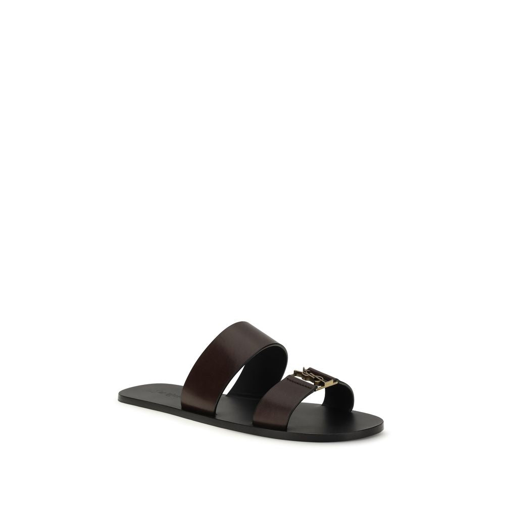 Brown Calf Leather Bos Taurus Flat Sandals