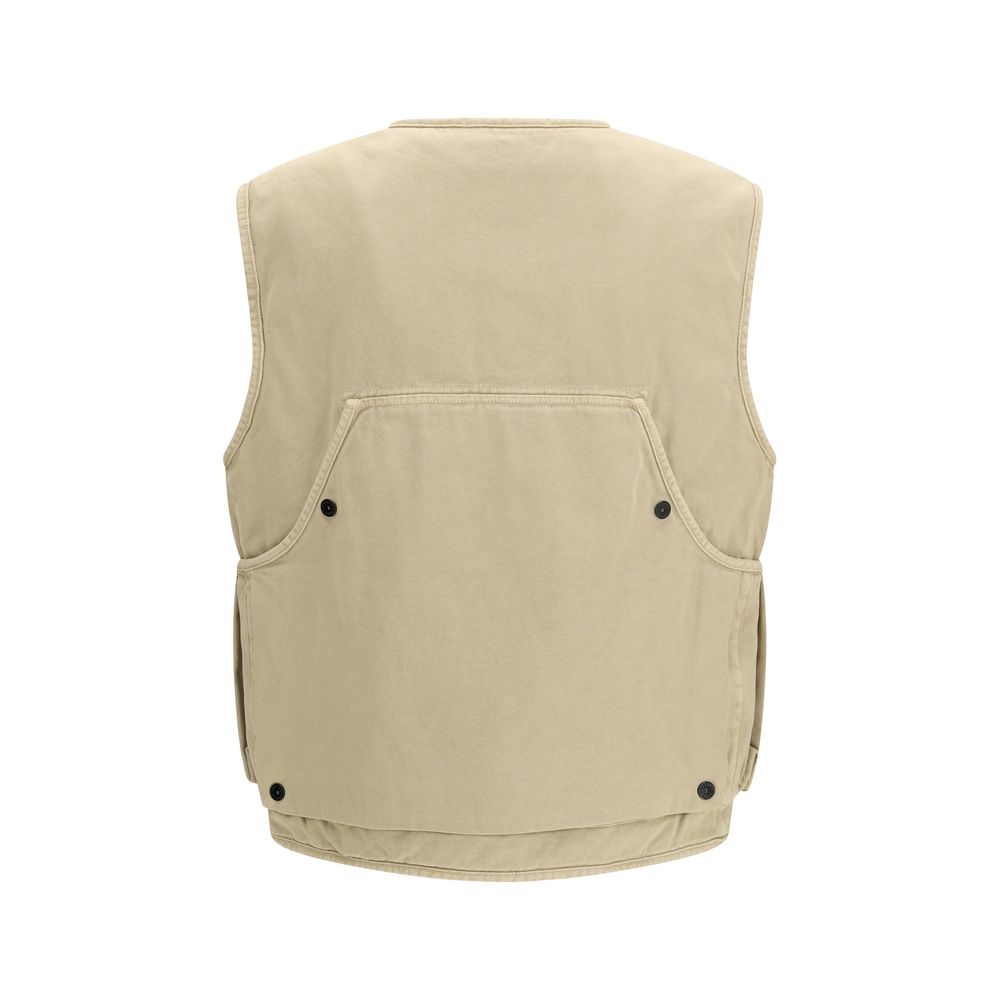 Beige Cotton Sleveless Jacket