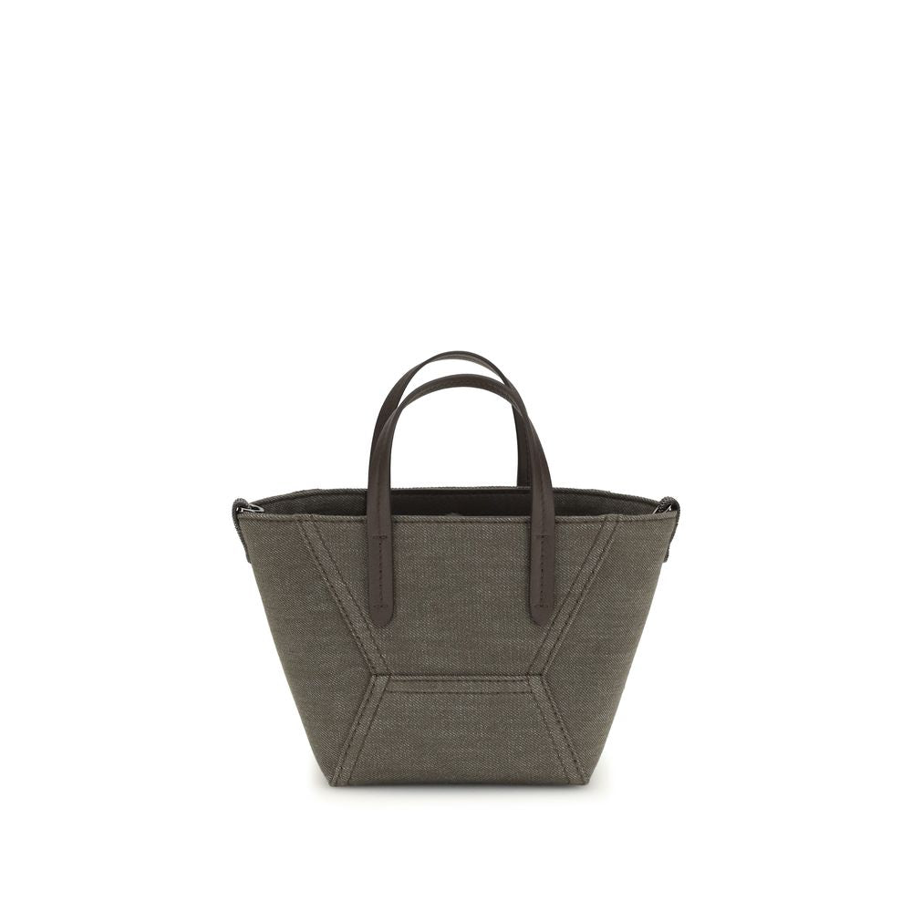 Bicolor Cotton Handbag