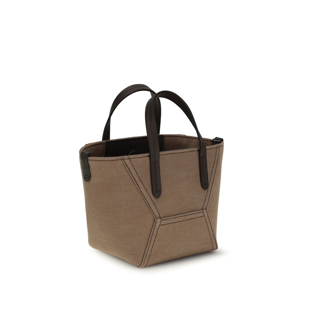 Beige Cotton Handbag