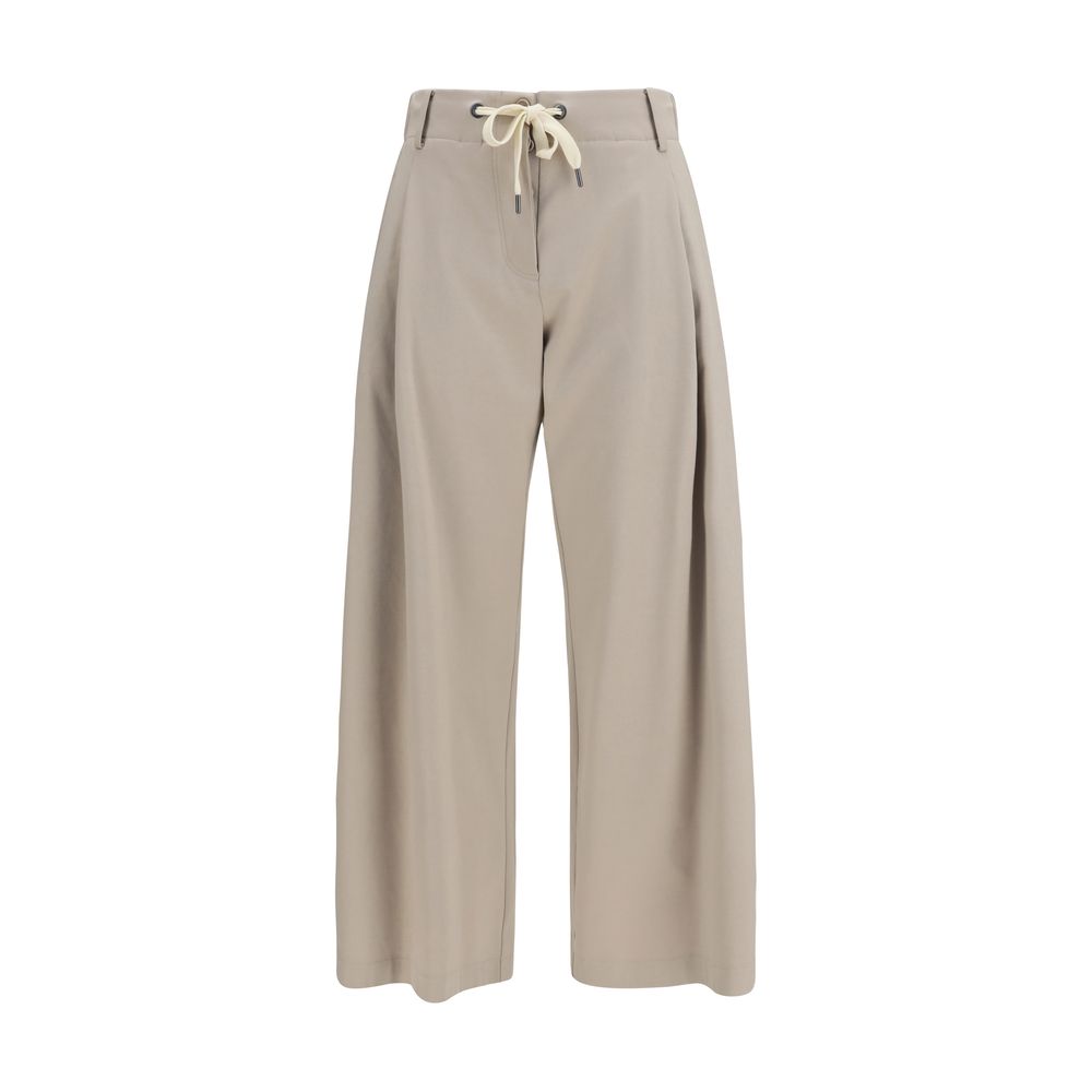 Beige Cotton Casual Pants