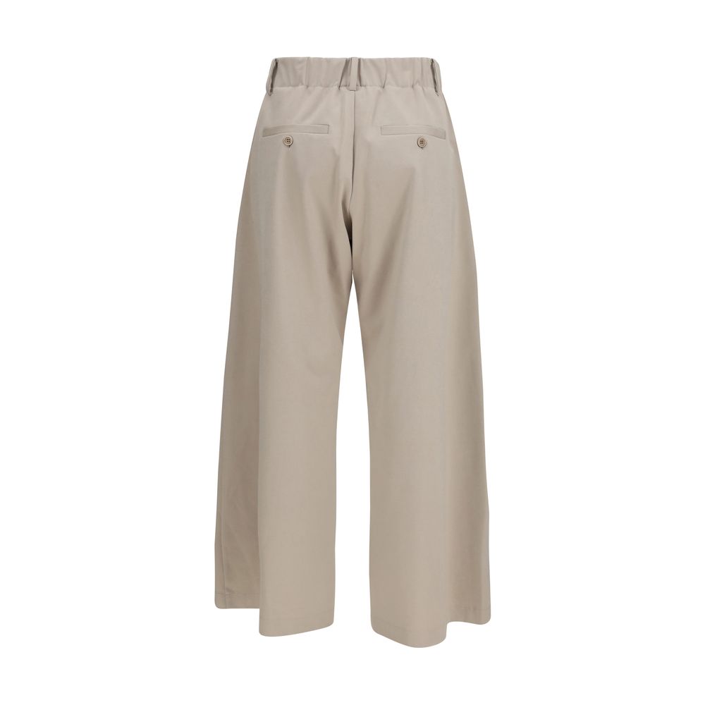 Beige Cotton Casual Pants