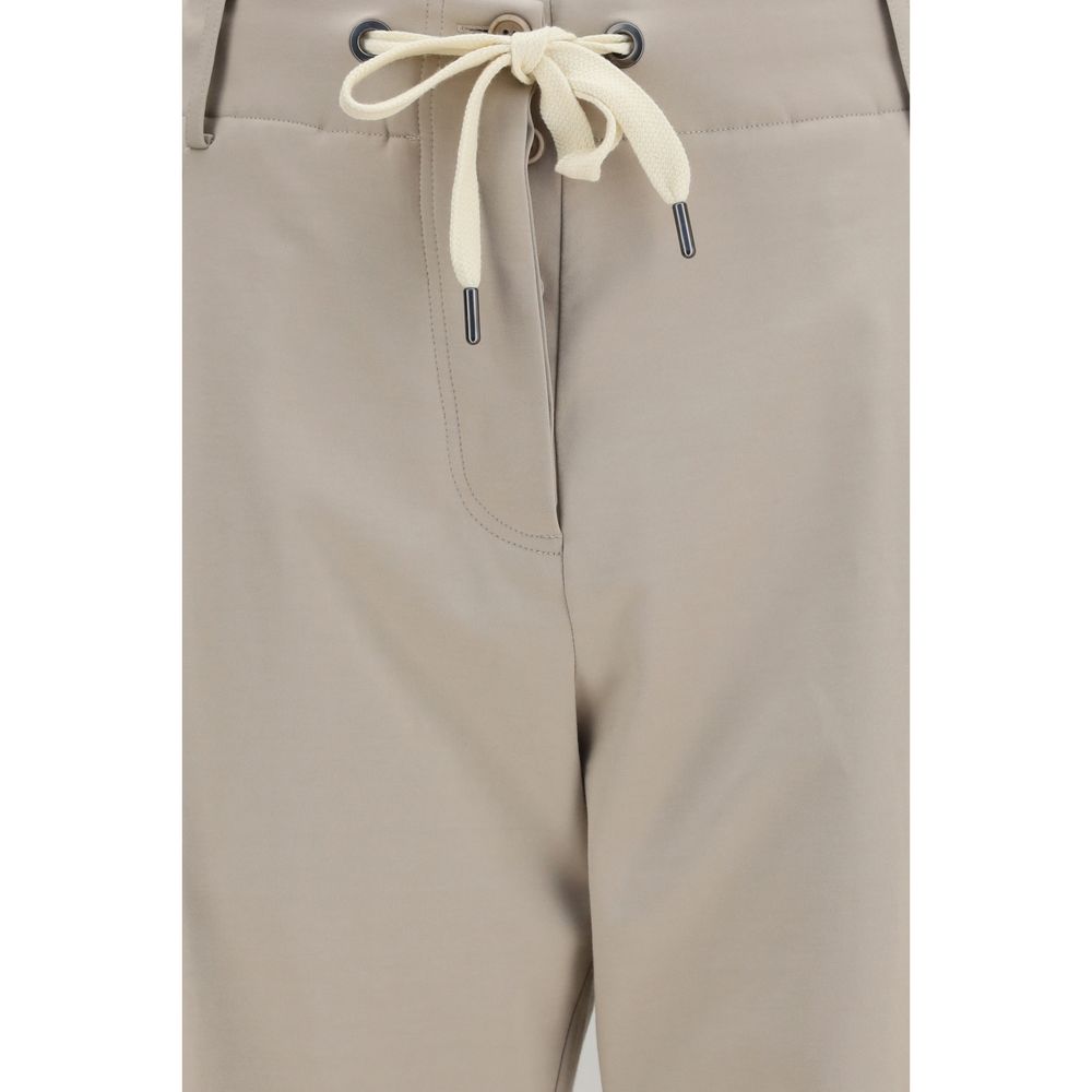 Beige Cotton Casual Pants