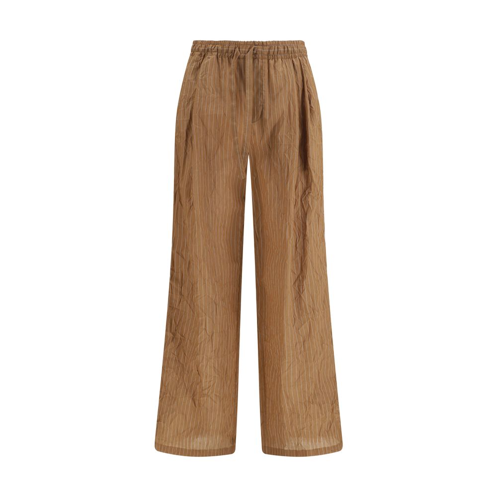 Brown Linen Casual Pants