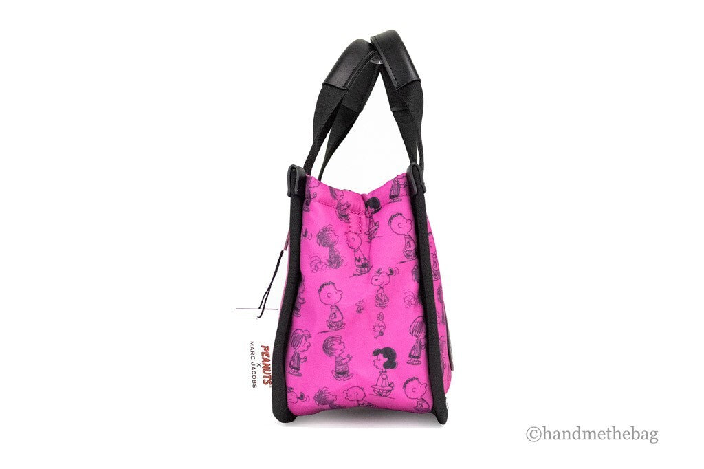 Marc Jacobs X Peanuts Mini Fuchsia Fedora Puffy Nylon Tote Convertible Handbag