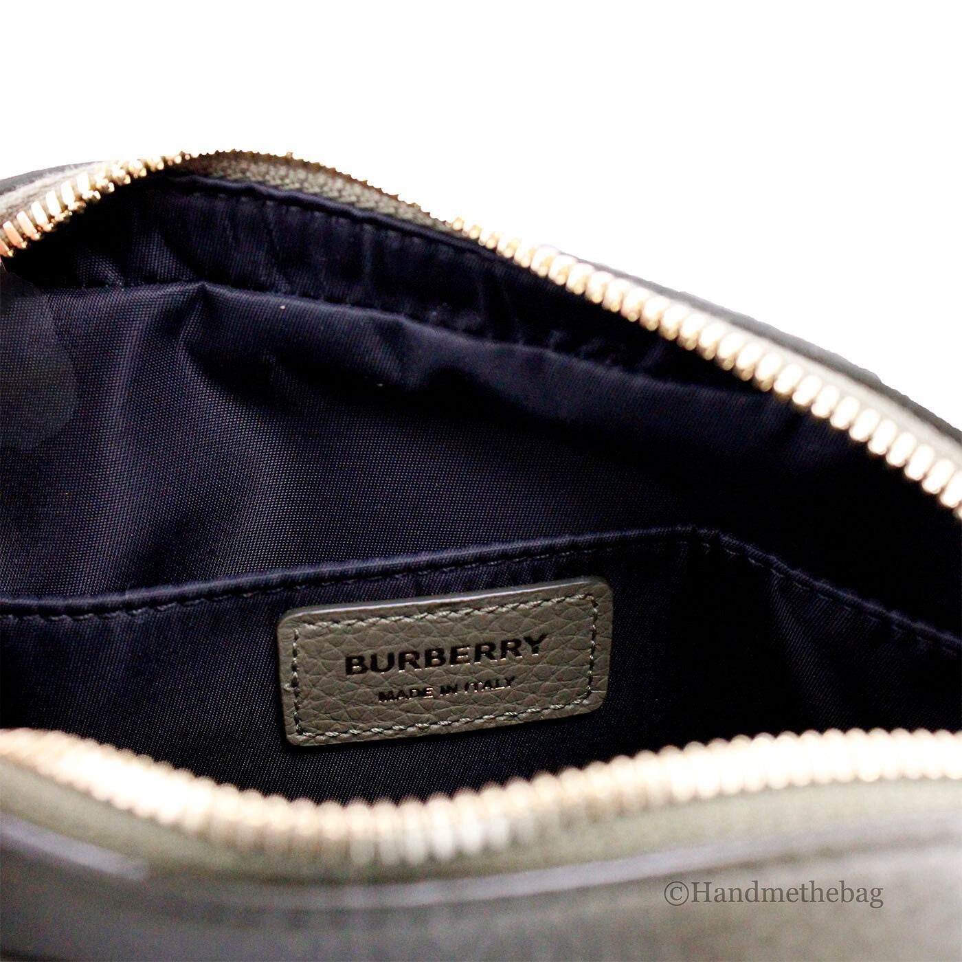 Burberry Small Branded Dark Fern Green Grainy Leather Camera Crossbody Bag