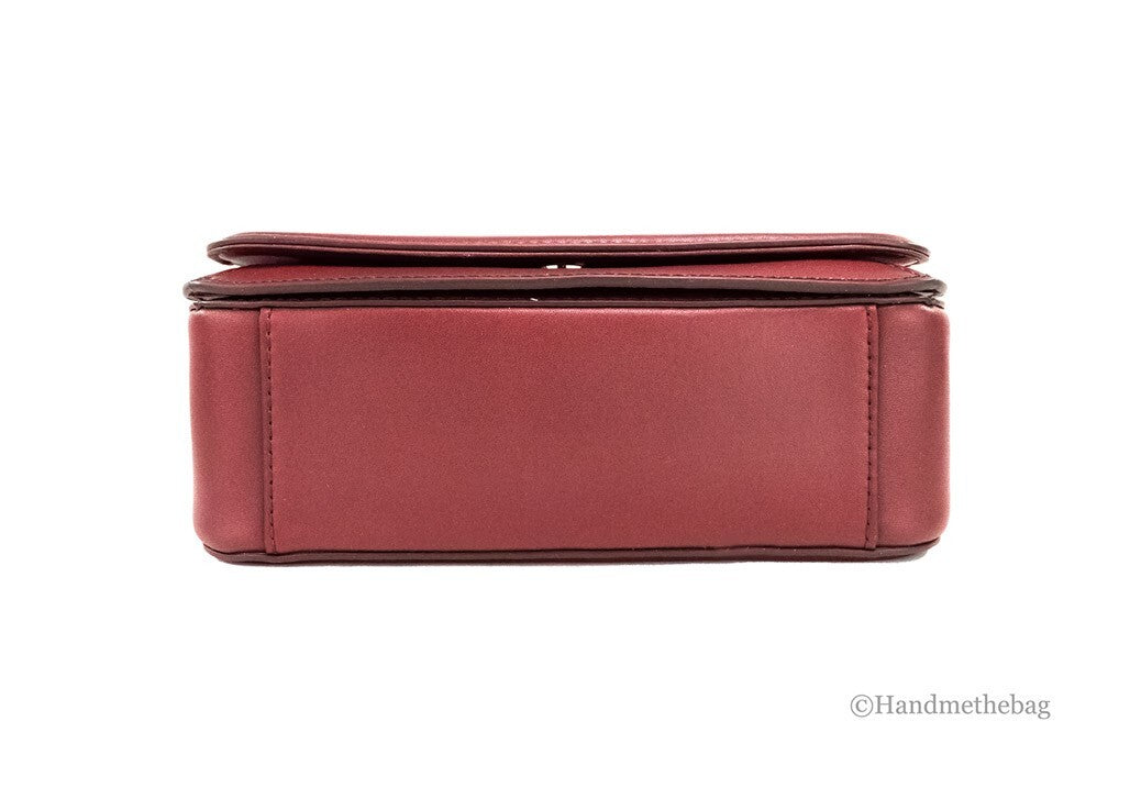 Marc Jacobs Medium Metal Signet Syrah Smooth Leather Flap Crossbody Purse Bag
