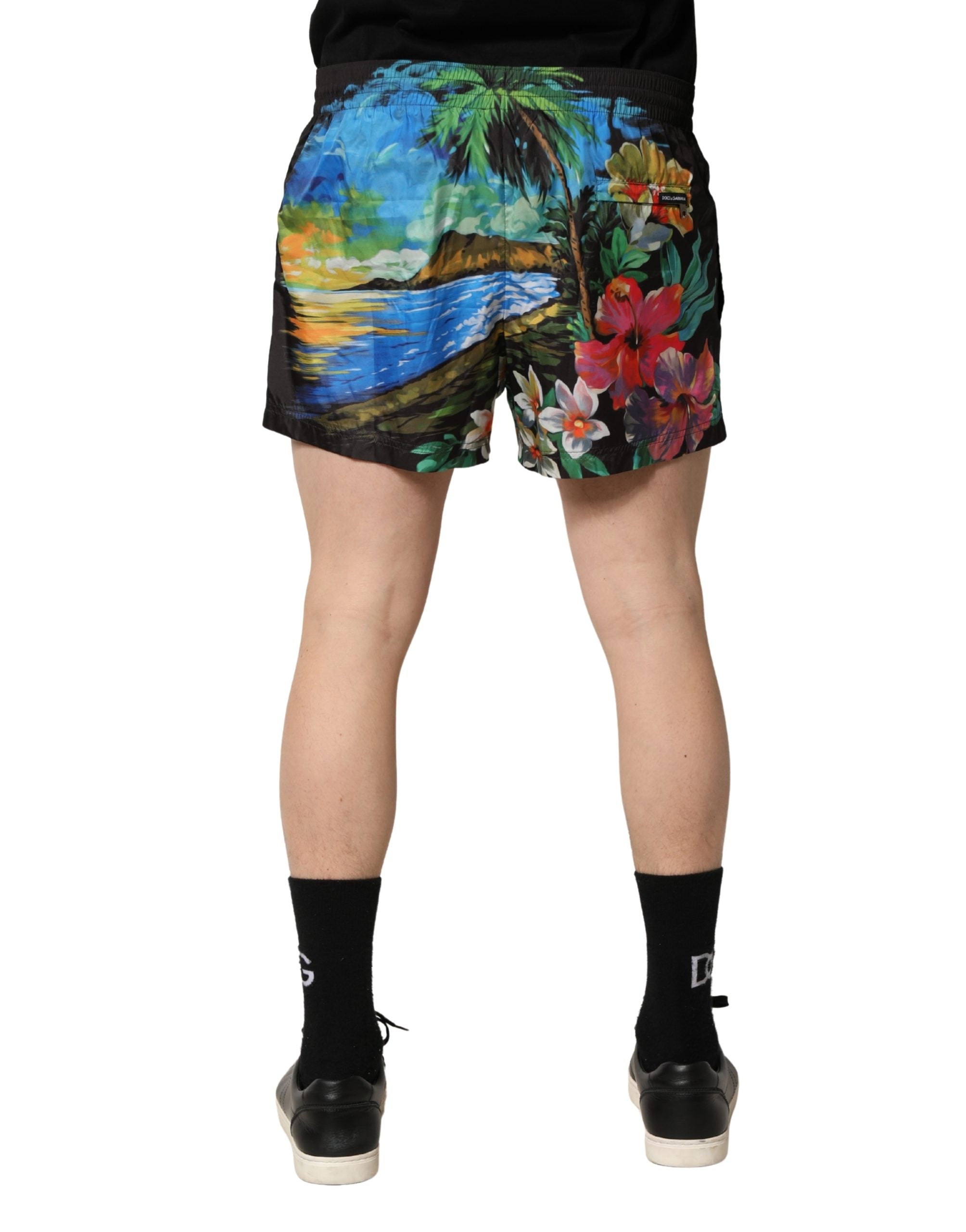 Black Tropical Hawaiian Trunks Shorts Swimwear