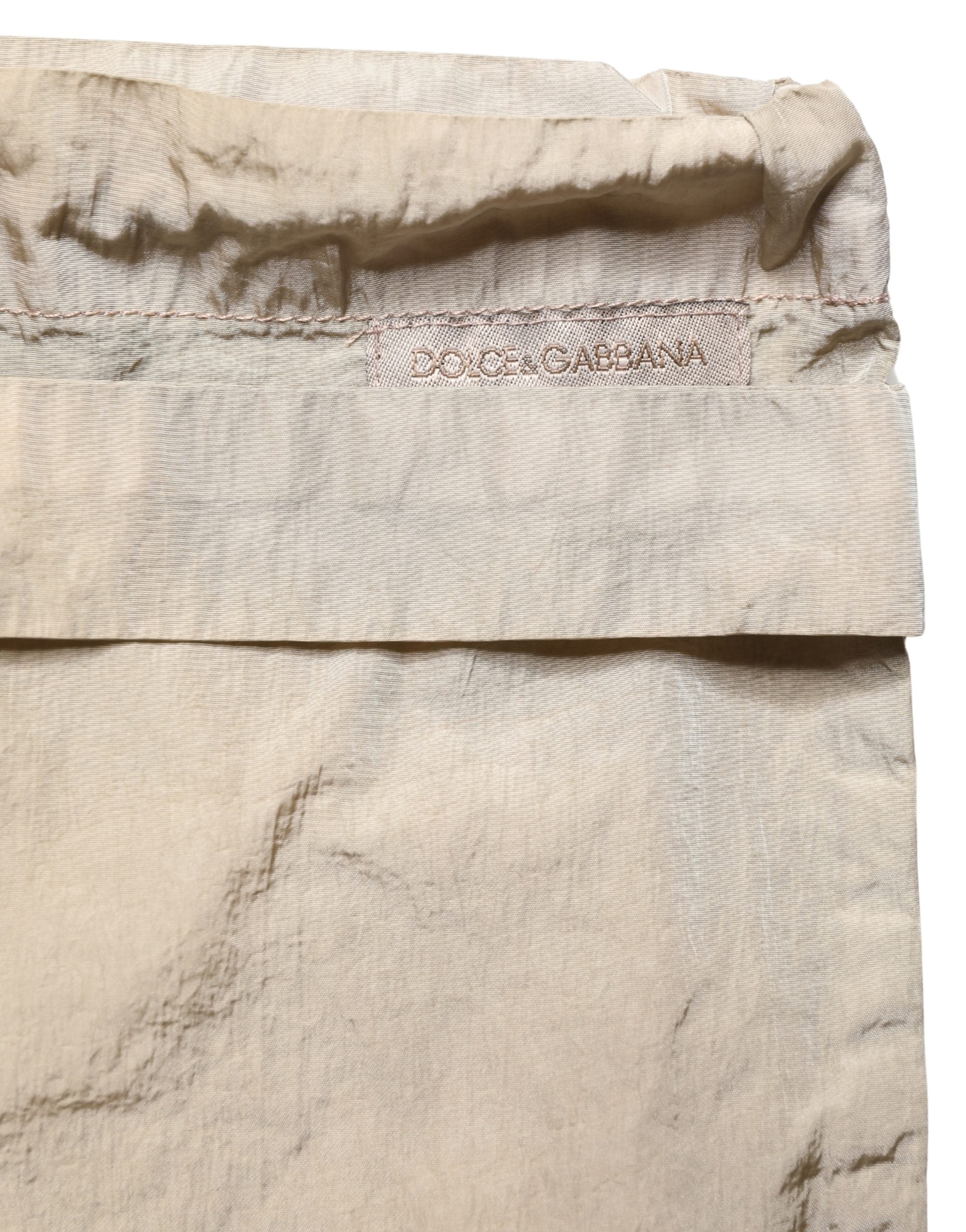 Brown Nylon Drawstring Swim Shorts Swimwear