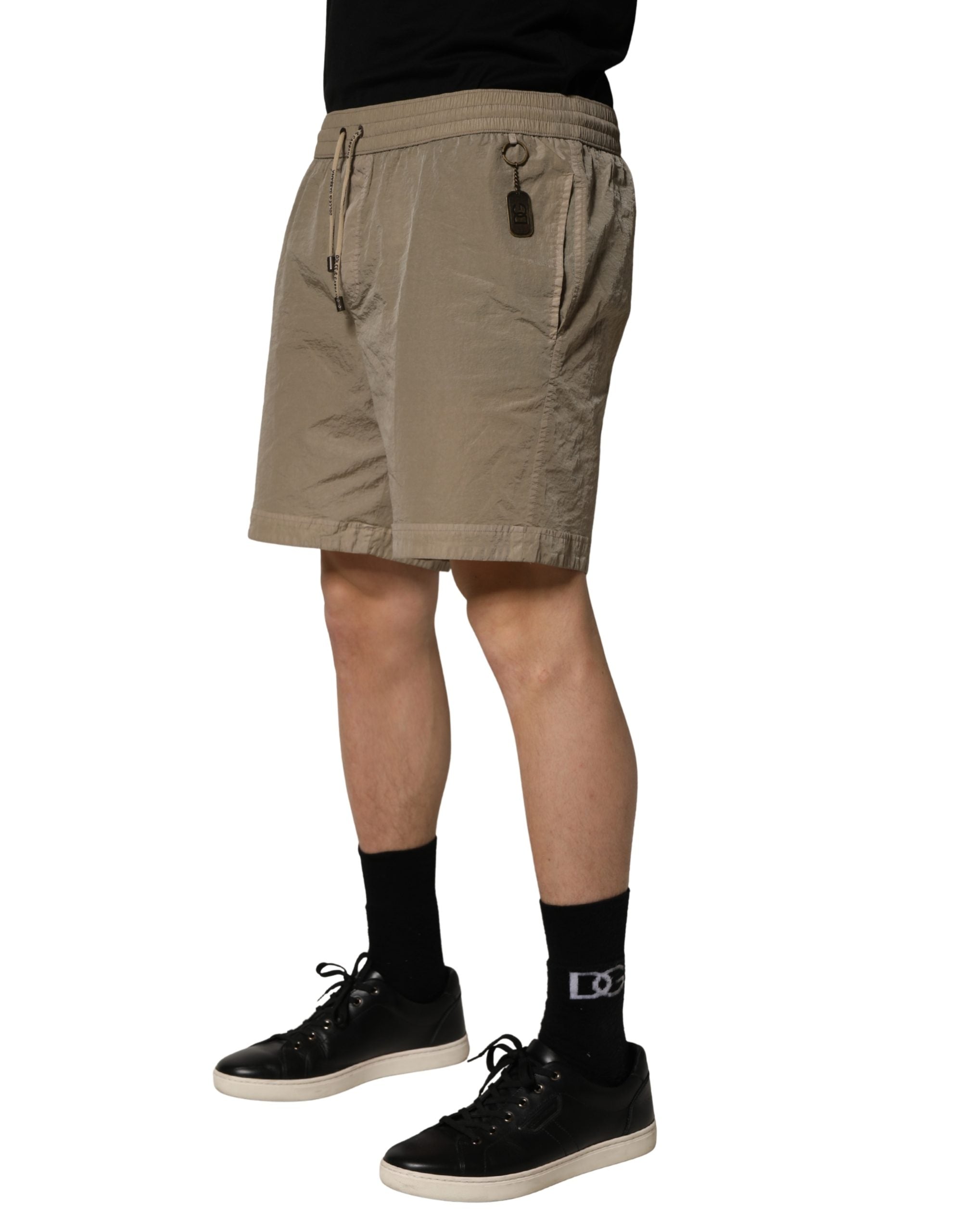 Brown Nylon Drawstring Swim Shorts Swimwear