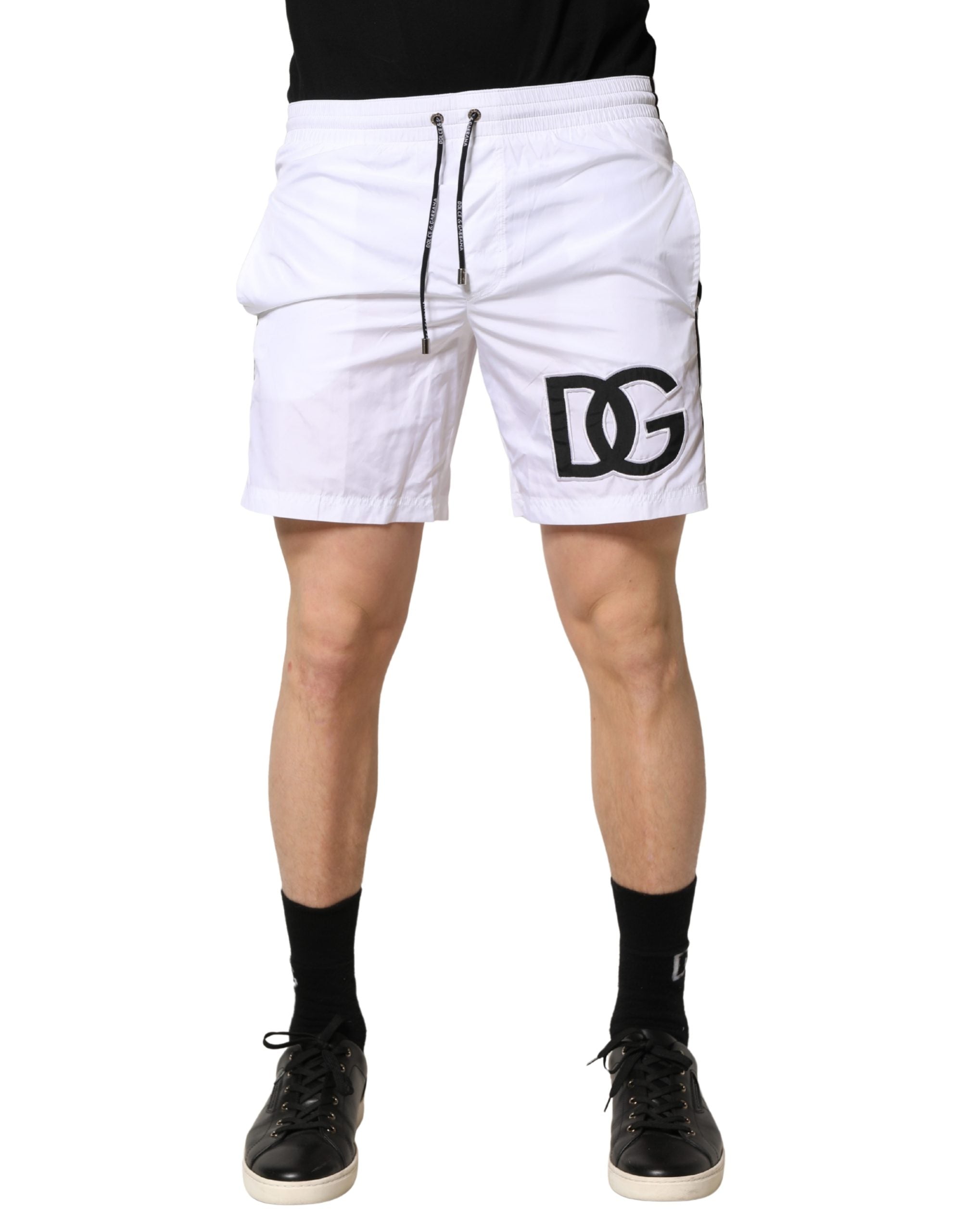 White Drawstring Men Swim Shorts Swimwear